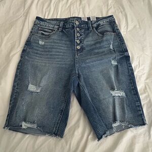Time and Tru Blue Distressed Jean Shorts